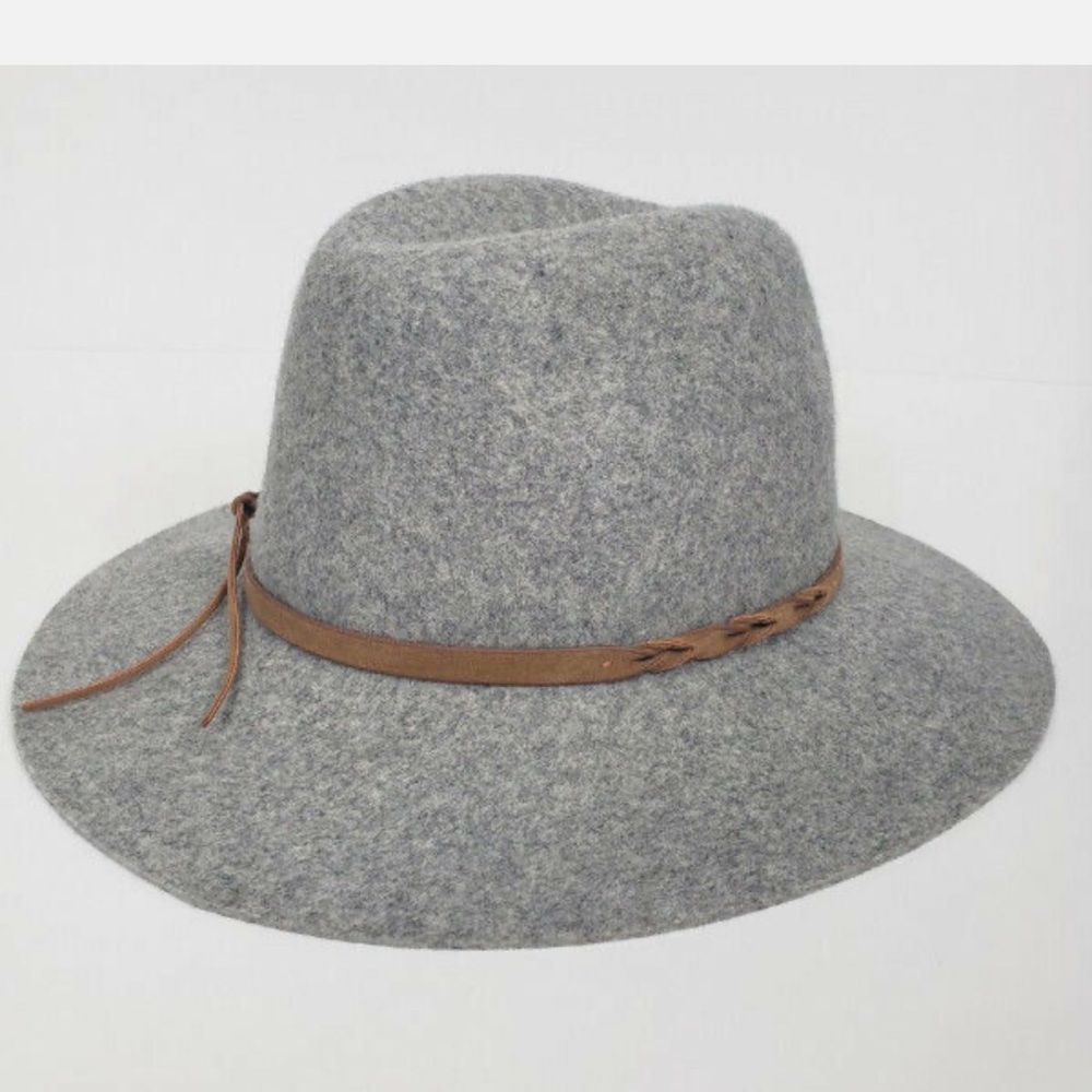 Felt wool fedora 100% Wool Hat womens leather Boho L rancher